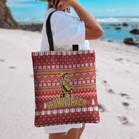 Christmas Ironworker American Flag Tote Bag Xmas Holiday Patterns - Wonder Print Shop