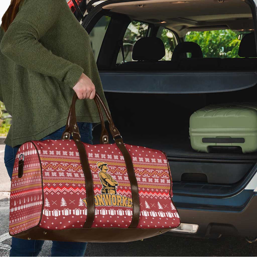 Christmas Ironworker American Flag Travel Bag Xmas Holiday Patterns - Wonder Print Shop