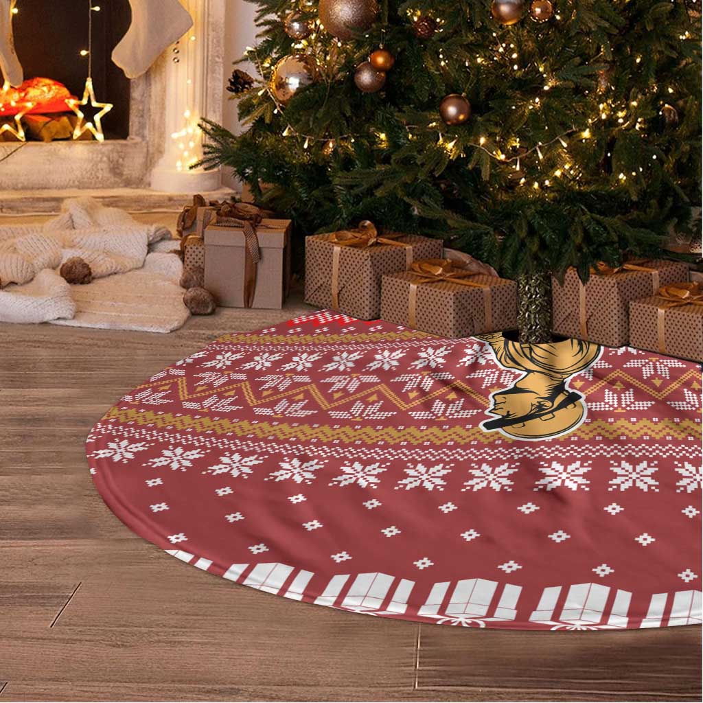 Christmas Ironworker American Flag Tree Skirt Xmas Holiday Patterns - Wonder Print Shop