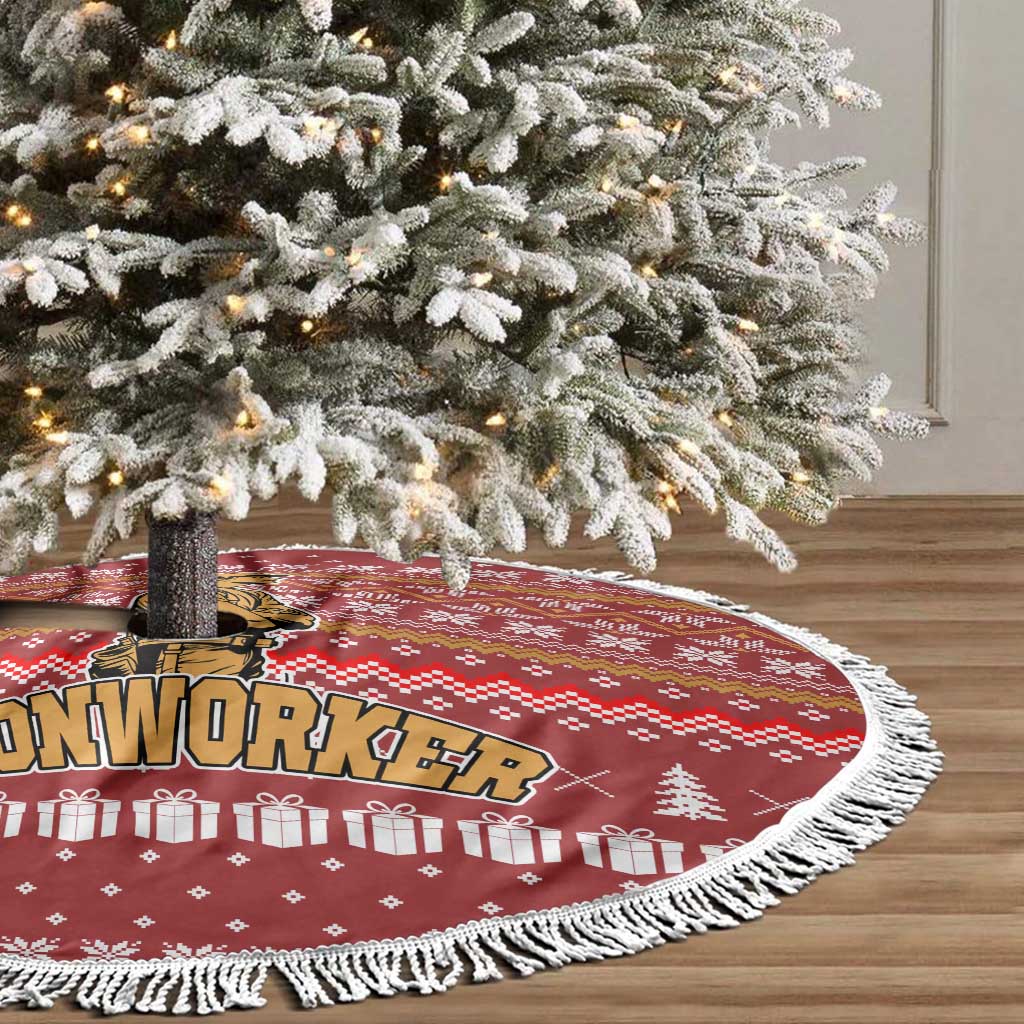 Christmas Ironworker American Flag Tree Skirt Xmas Holiday Patterns - Wonder Print Shop