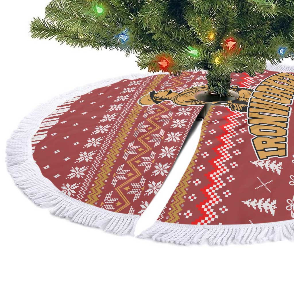 Christmas Ironworker American Flag Tree Skirt Xmas Holiday Patterns - Wonder Print Shop