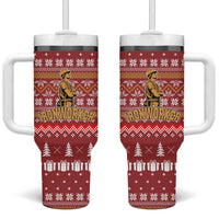 Christmas Ironworker American Flag Tumbler With Handle Xmas Holiday Patterns - Wonder Print Shop
