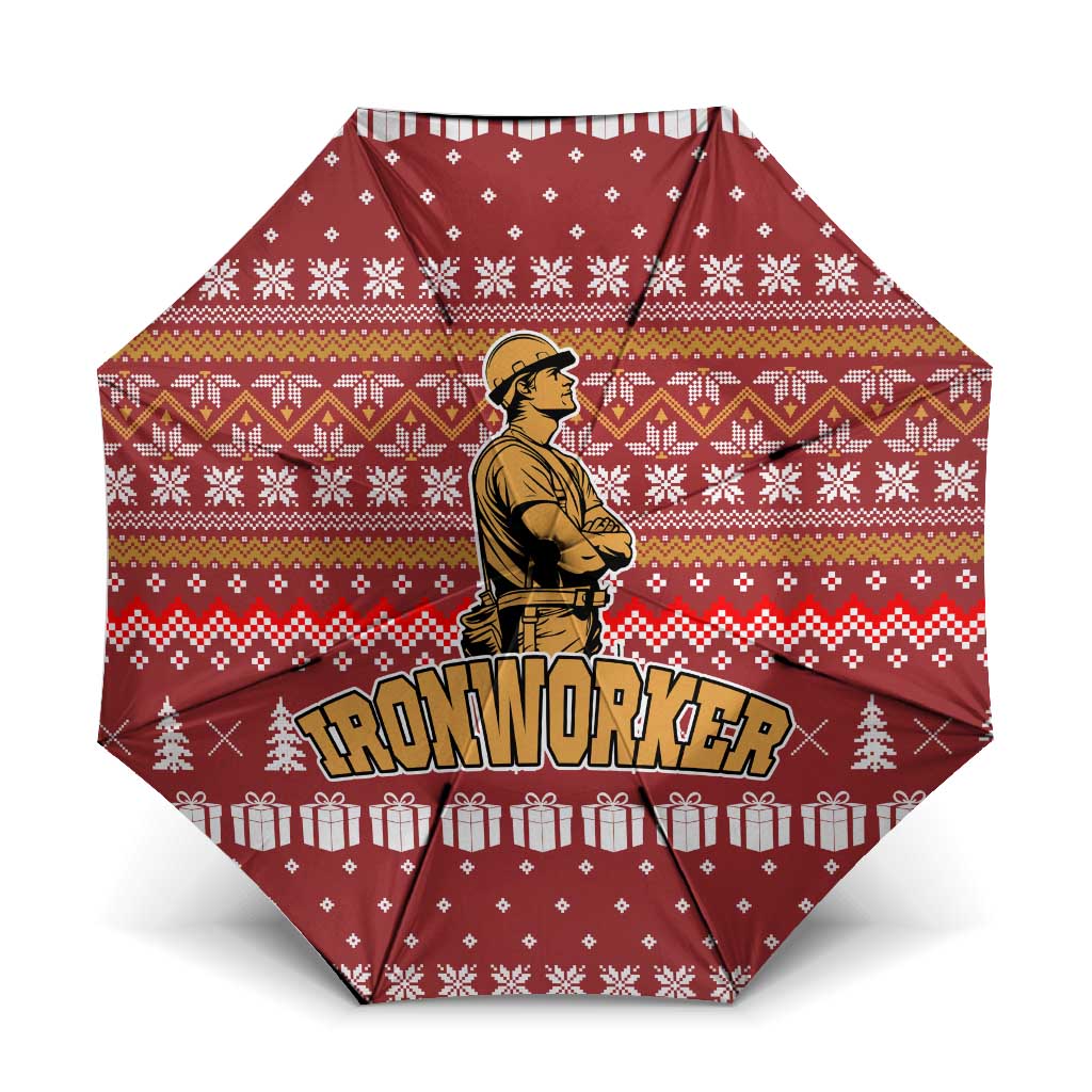 Christmas Ironworker American Flag Umbrella Xmas Holiday Patterns - Wonder Print Shop