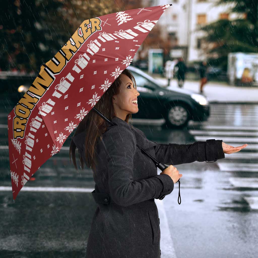 Christmas Ironworker American Flag Umbrella Xmas Holiday Patterns - Wonder Print Shop