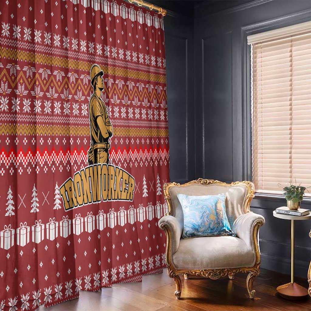 Christmas Ironworker American Flag Window Curtain Xmas Holiday Patterns - Wonder Print Shop