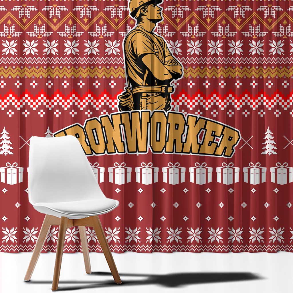 Christmas Ironworker American Flag Window Curtain Xmas Holiday Patterns - Wonder Print Shop