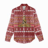 Christmas Ironworker American Flag Women Casual Shirt Xmas Holiday Patterns - Wonder Print Shop