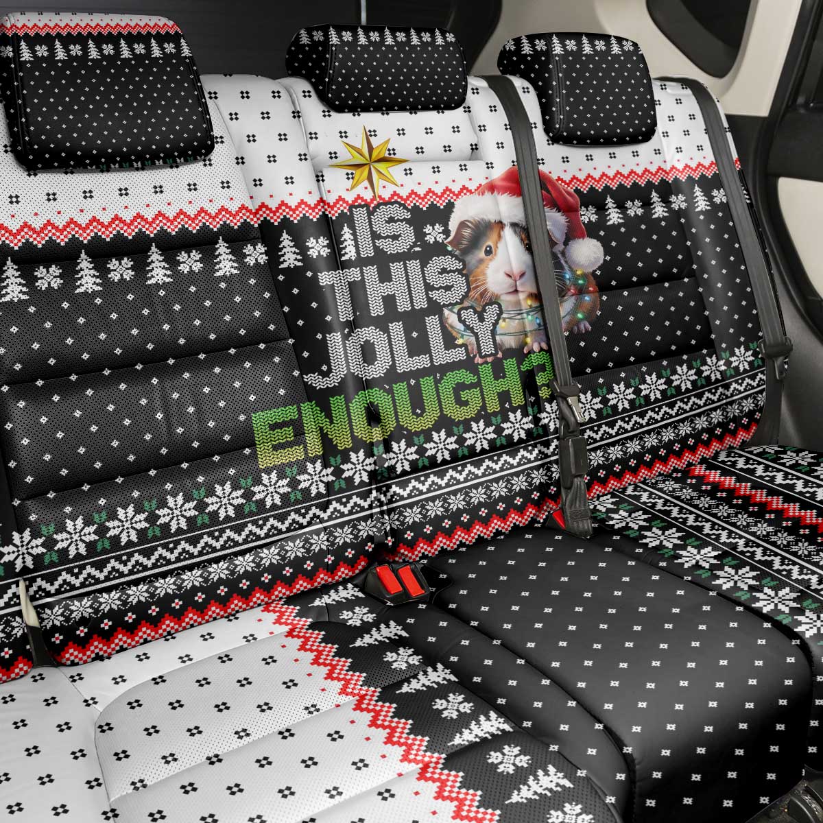 Christmas Is It Jolly Enough Guinea Pig Back Car Seat Cover Xmas Holiday Patterns - Wonder Print Shop