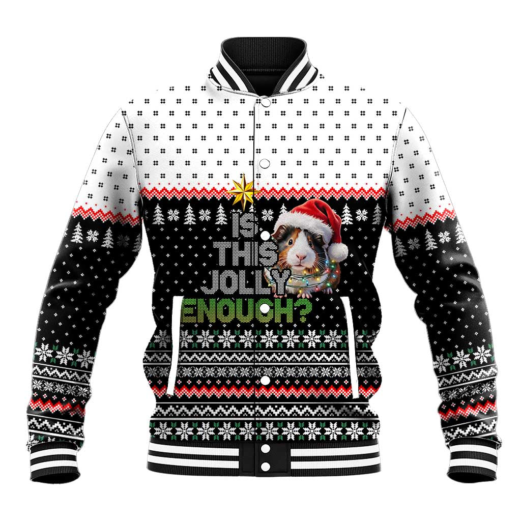 Christmas Is It Jolly Enough Guinea Pig Baseball Jacket Xmas Holiday Patterns - Wonder Print Shop