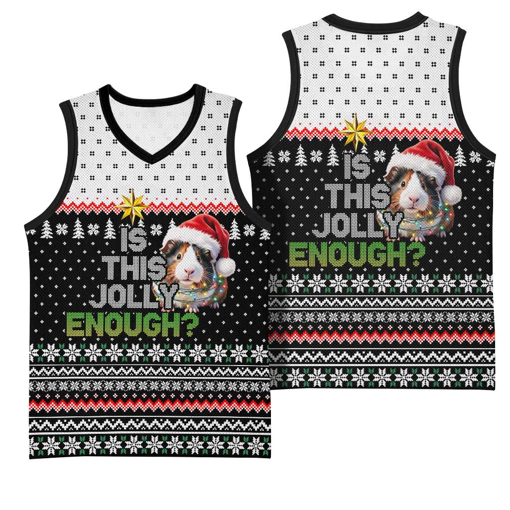 Christmas Is It Jolly Enough Guinea Pig Basketball Jersey Xmas Holiday Patterns - Wonder Print Shop