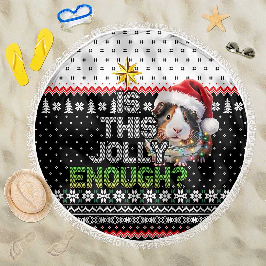 Christmas Is It Jolly Enough Guinea Pig Beach Blanket Xmas Holiday Patterns - Wonder Print Shop