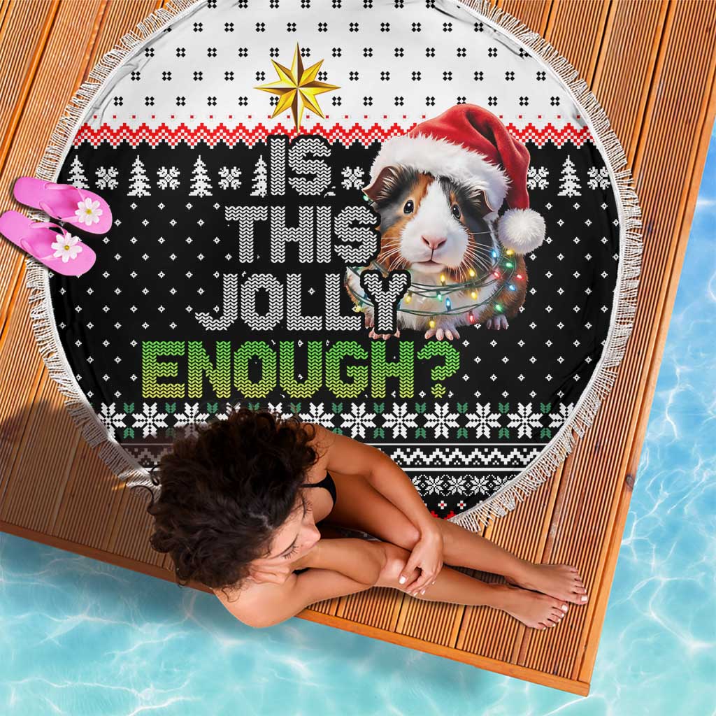 Christmas Is It Jolly Enough Guinea Pig Beach Blanket Xmas Holiday Patterns - Wonder Print Shop