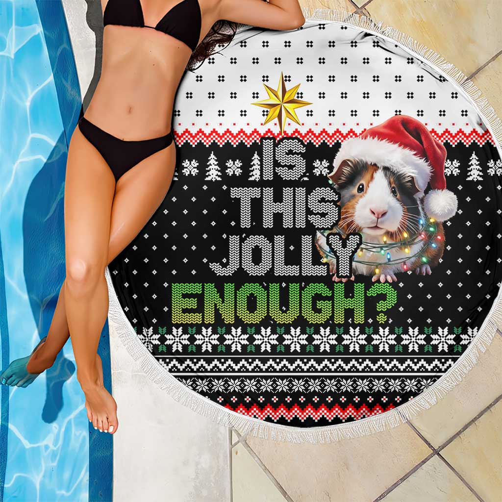 Christmas Is It Jolly Enough Guinea Pig Beach Blanket Xmas Holiday Patterns - Wonder Print Shop