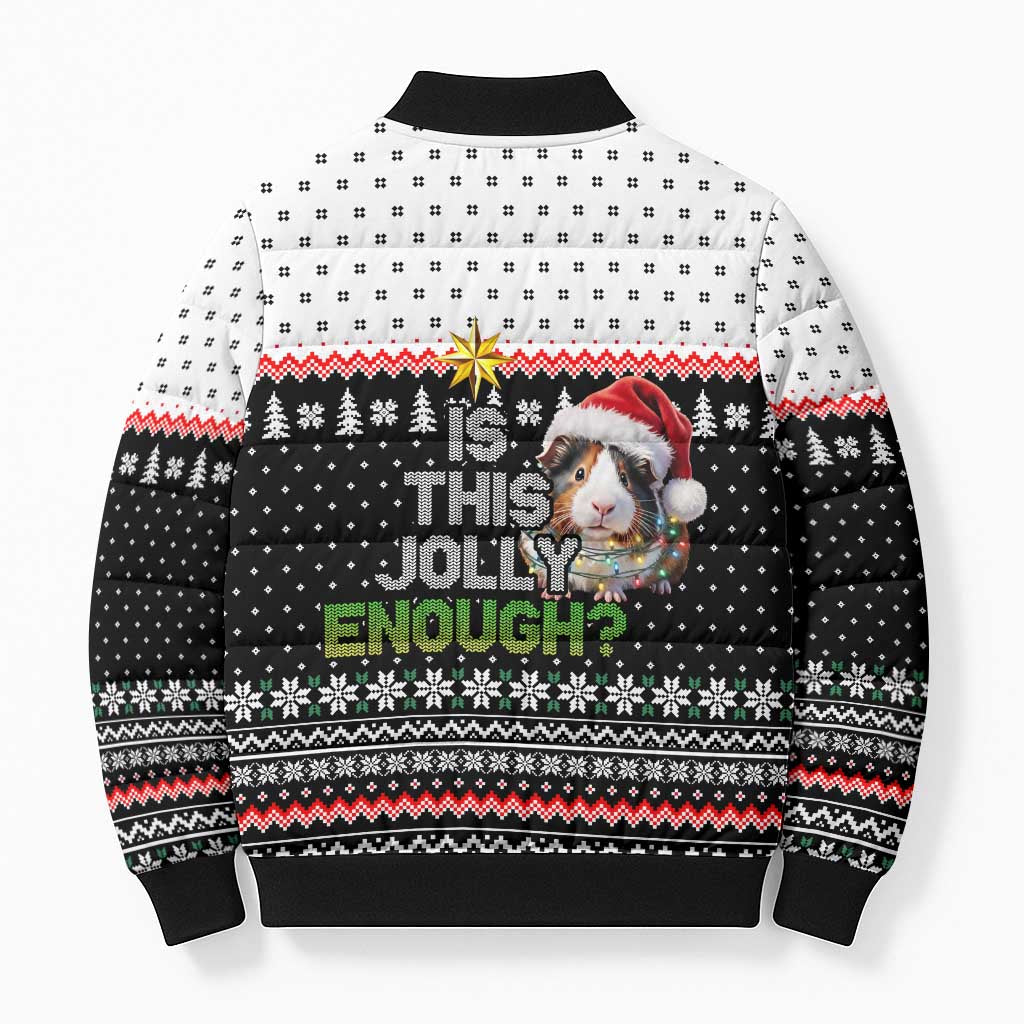 Christmas Is It Jolly Enough Guinea Pig Bomber Puffer Jacket Xmas Holiday Patterns - Wonder Print Shop