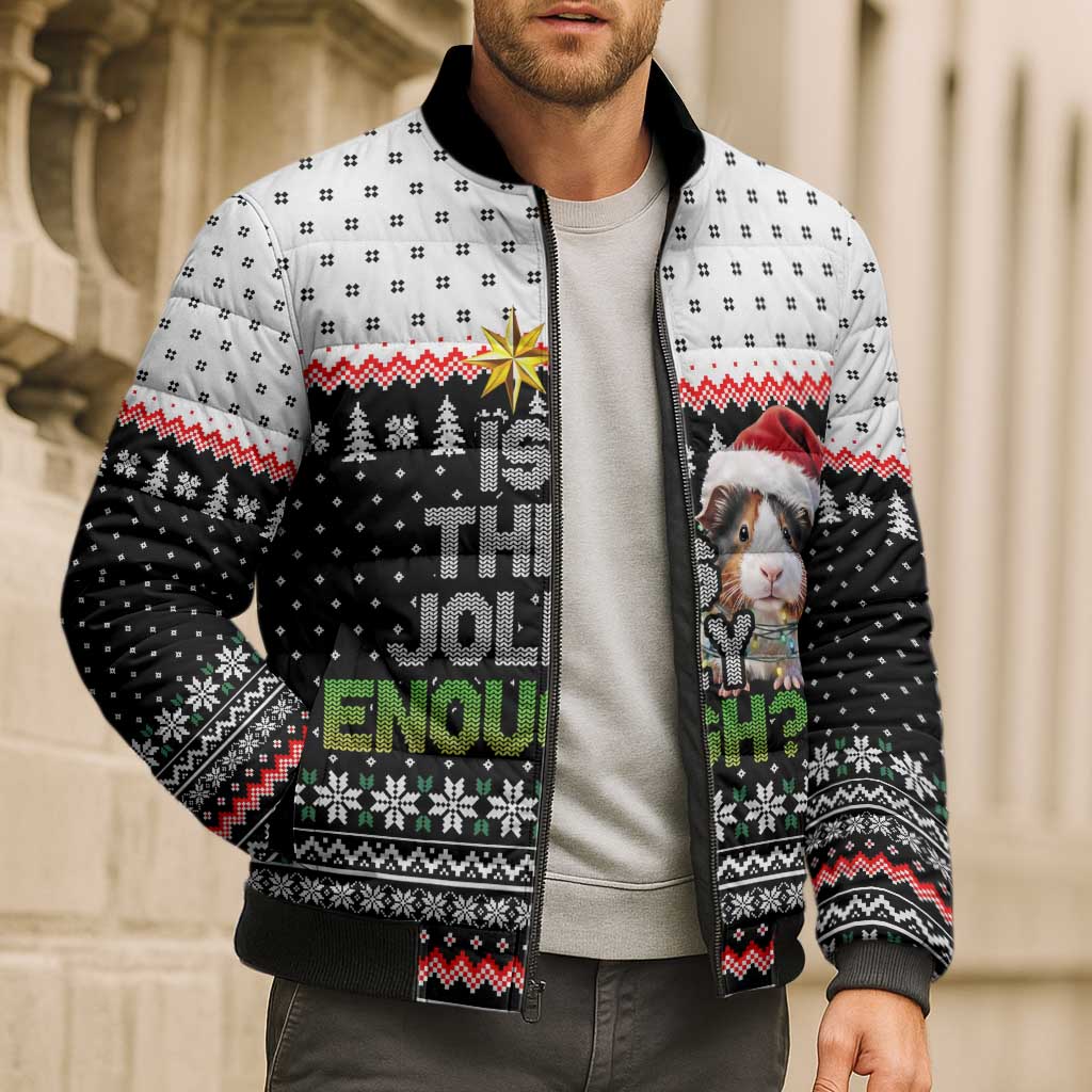 Christmas Is It Jolly Enough Guinea Pig Bomber Puffer Jacket Xmas Holiday Patterns - Wonder Print Shop