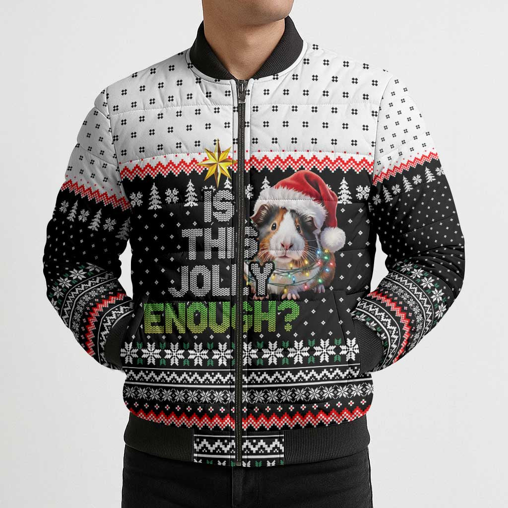 Christmas Is It Jolly Enough Guinea Pig Bomber Puffer Jacket Xmas Holiday Patterns - Wonder Print Shop