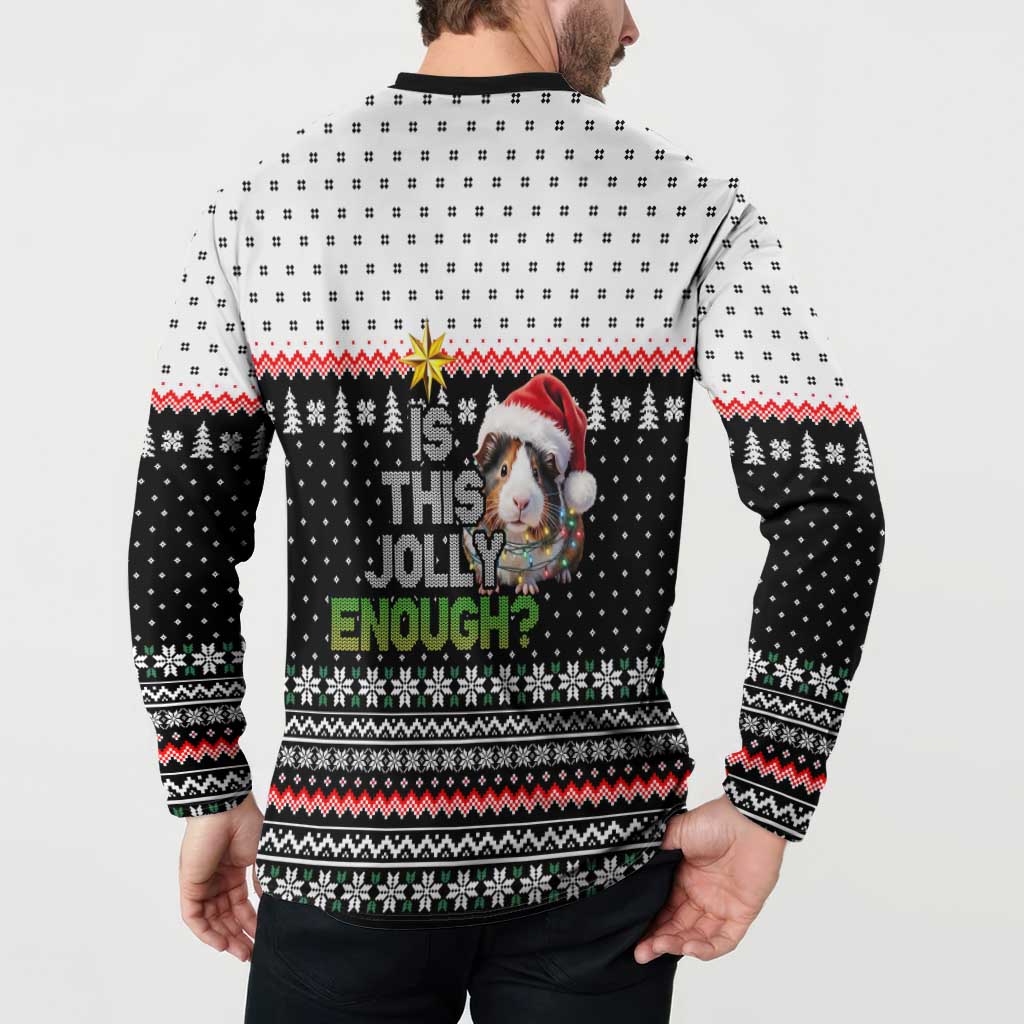 Christmas Is It Jolly Enough Guinea Pig Button Sweatshirt Xmas Holiday Patterns - Wonder Print Shop