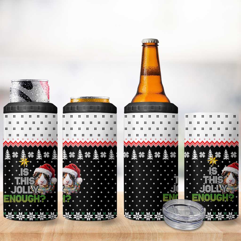 Christmas Is It Jolly Enough Guinea Pig 4 in 1 Can Cooler Tumbler Xmas Holiday Patterns - Wonder Print Shop