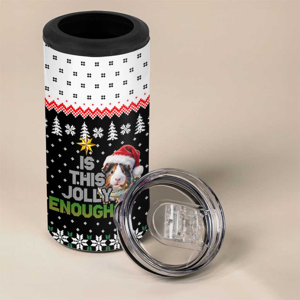 Christmas Is It Jolly Enough Guinea Pig 4 in 1 Can Cooler Tumbler Xmas Holiday Patterns - Wonder Print Shop