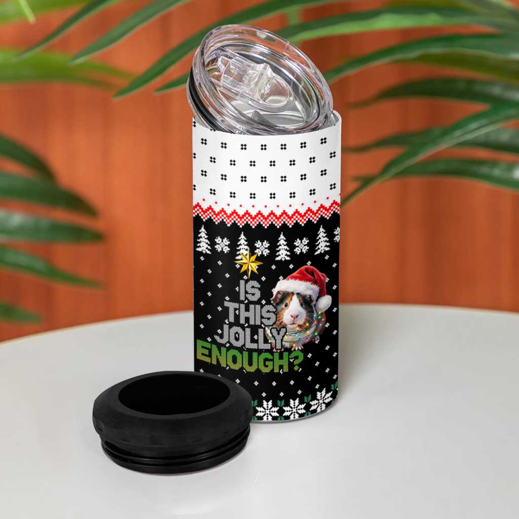 Christmas Is It Jolly Enough Guinea Pig 4 in 1 Can Cooler Tumbler Xmas Holiday Patterns - Wonder Print Shop