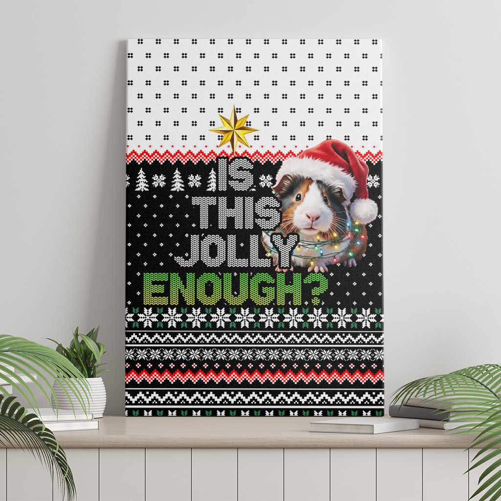 Christmas Is It Jolly Enough Guinea Pig Canvas Wall Art Xmas Holiday Patterns - Wonder Print Shop