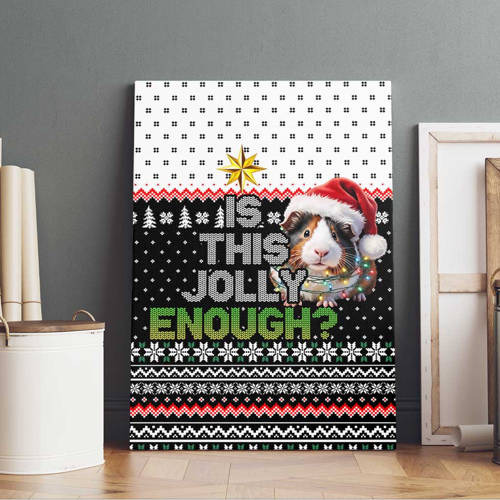 Christmas Is It Jolly Enough Guinea Pig Canvas Wall Art Xmas Holiday Patterns - Wonder Print Shop