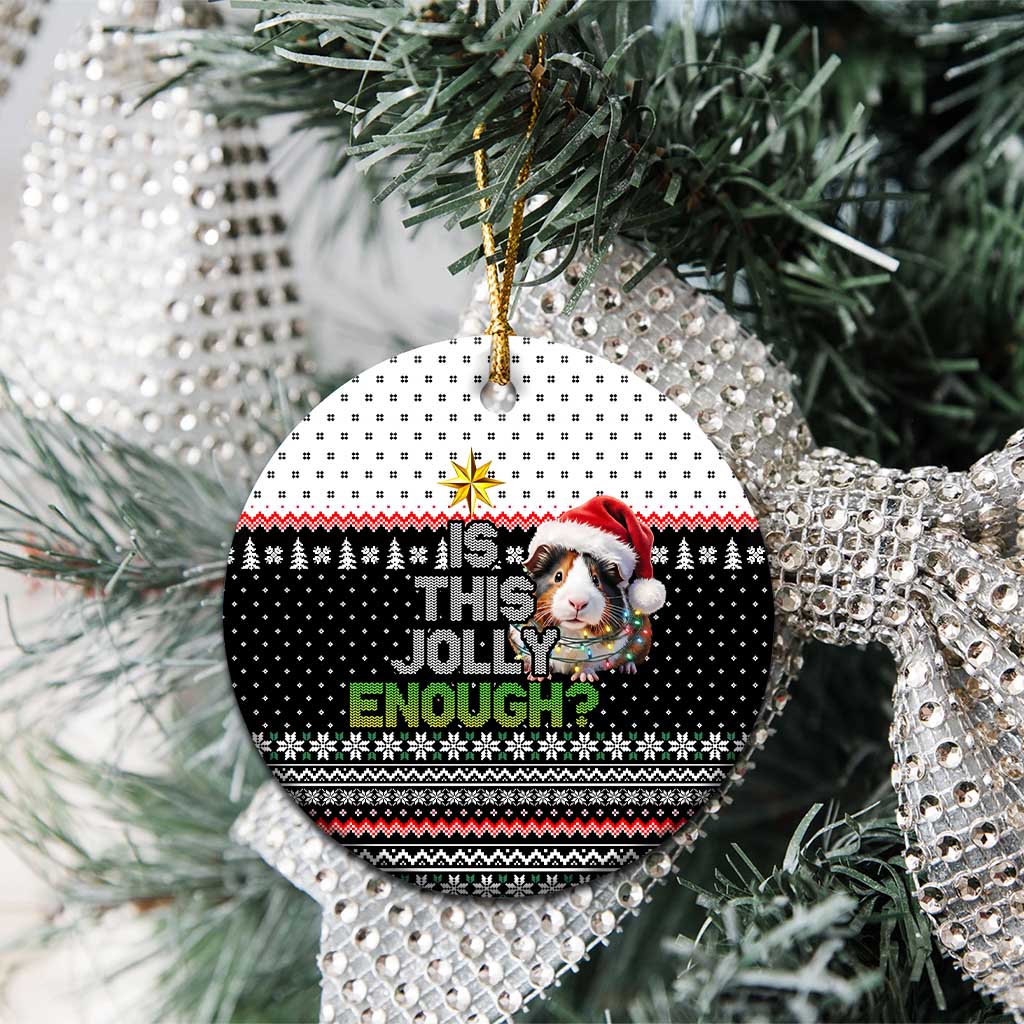 Christmas Is It Jolly Enough Guinea Pig Ceramic Ornament Xmas Holiday Patterns - Wonder Print Shop
