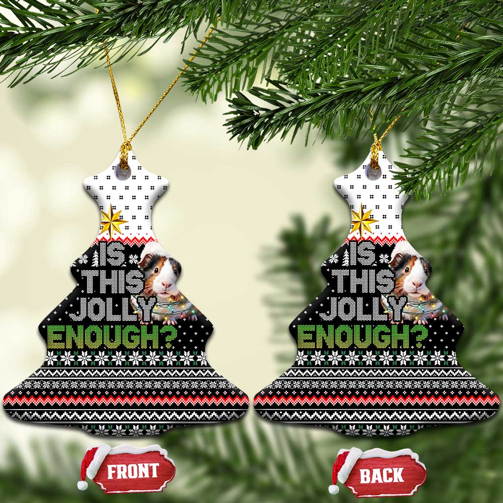 Christmas Is It Jolly Enough Guinea Pig Ceramic Ornament Xmas Holiday Patterns - Wonder Print Shop