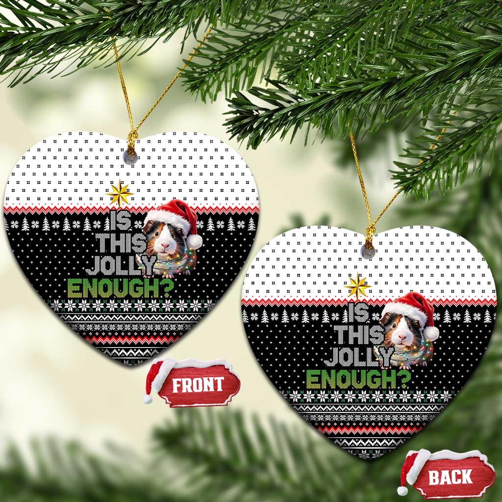 Christmas Is It Jolly Enough Guinea Pig Ceramic Ornament Xmas Holiday Patterns - Wonder Print Shop