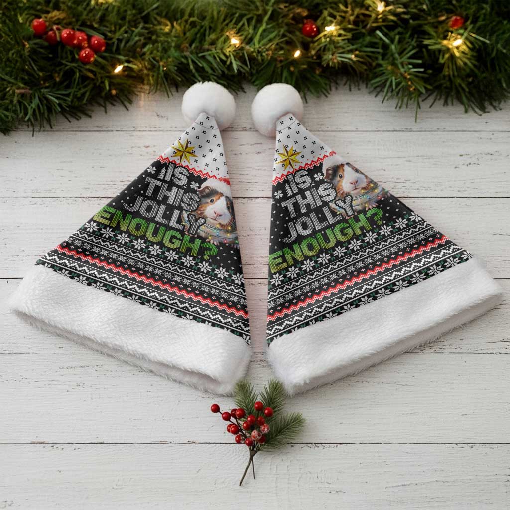 Christmas Is It Jolly Enough Guinea Pig Christmas Santa Hat Xmas Holiday Patterns - Wonder Print Shop