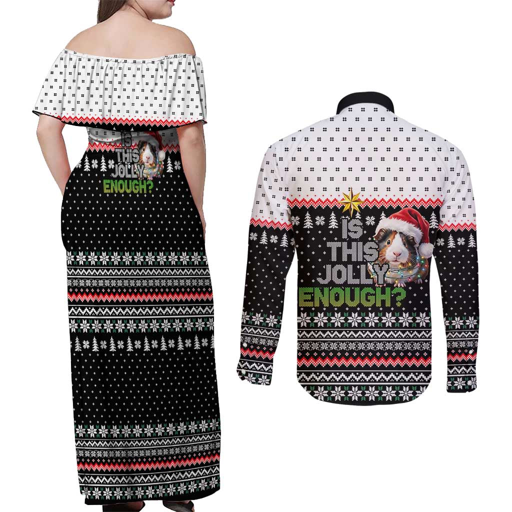 Christmas Is It Jolly Enough Guinea Pig Couples Matching Off Shoulder Maxi Dress and Long Sleeve Button Shirt Xmas Holiday Patterns - Wonder Print Shop