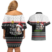 Christmas Is It Jolly Enough Guinea Pig Couples Matching Off Shoulder Short Dress and Hawaiian Shirt Xmas Holiday Patterns - Wonder Print Shop