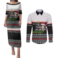 Christmas Is It Jolly Enough Guinea Pig Couples Matching Puletasi and Long Sleeve Button Shirt Xmas Holiday Patterns - Wonder Print Shop