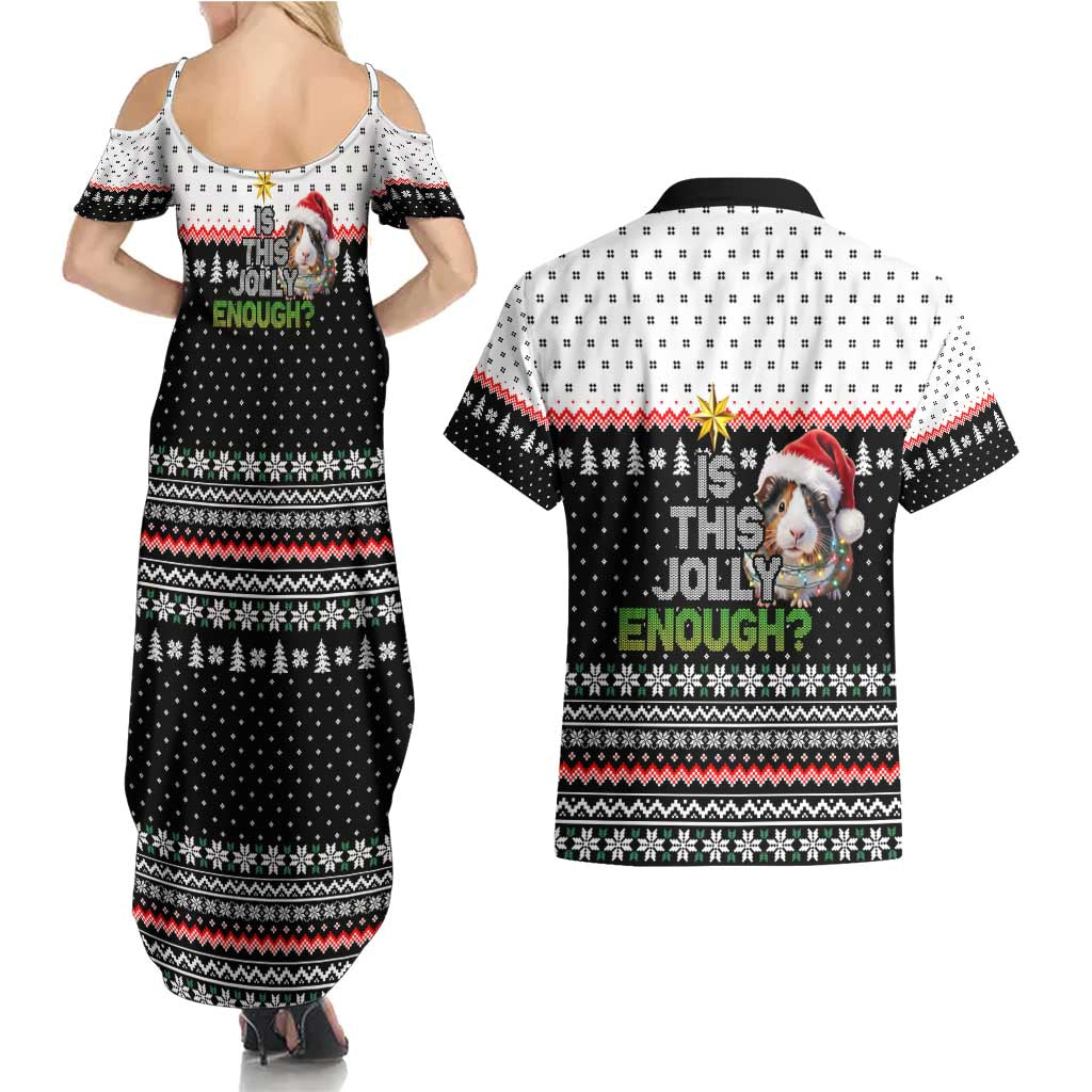 Christmas Is It Jolly Enough Guinea Pig Couples Matching Summer Maxi Dress and Hawaiian Shirt Xmas Holiday Patterns - Wonder Print Shop