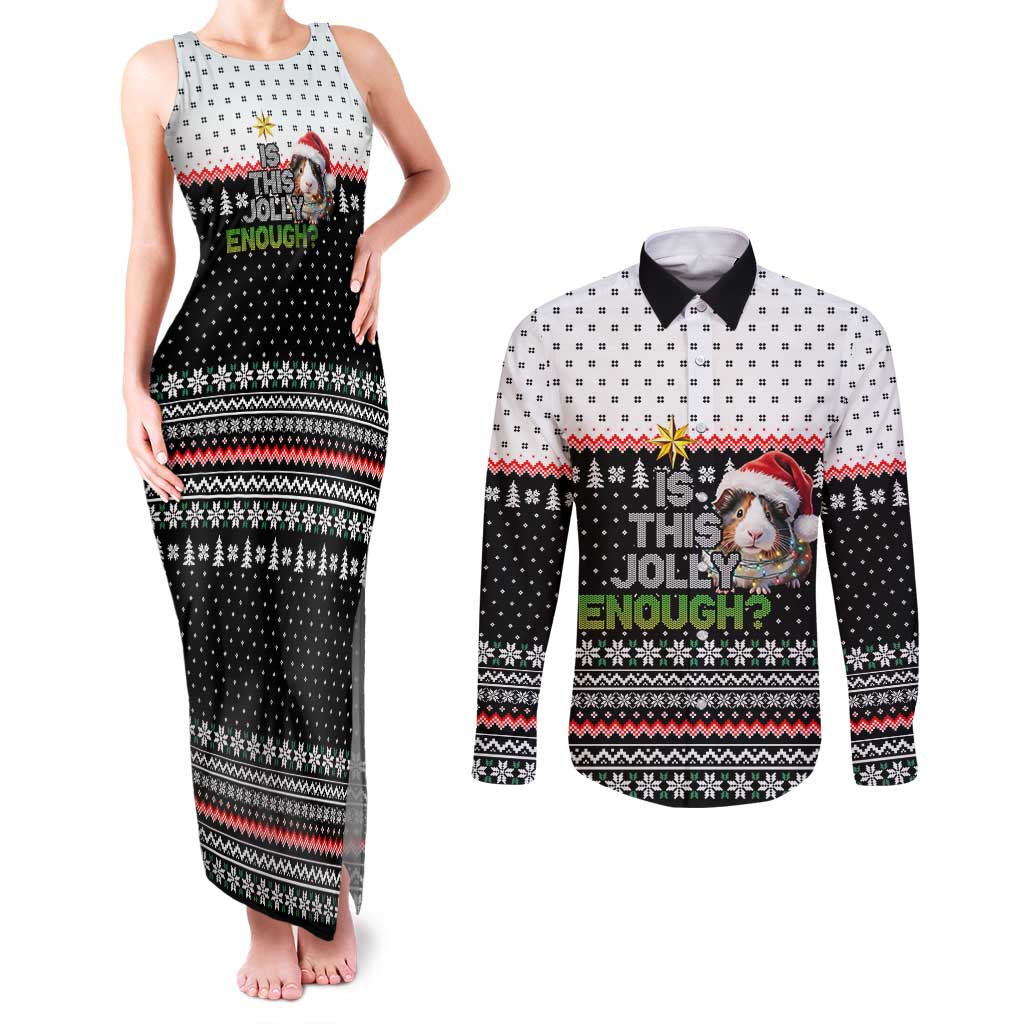 Christmas Is It Jolly Enough Guinea Pig Couples Matching Tank Maxi Dress and Long Sleeve Button Shirt Xmas Holiday Patterns - Wonder Print Shop