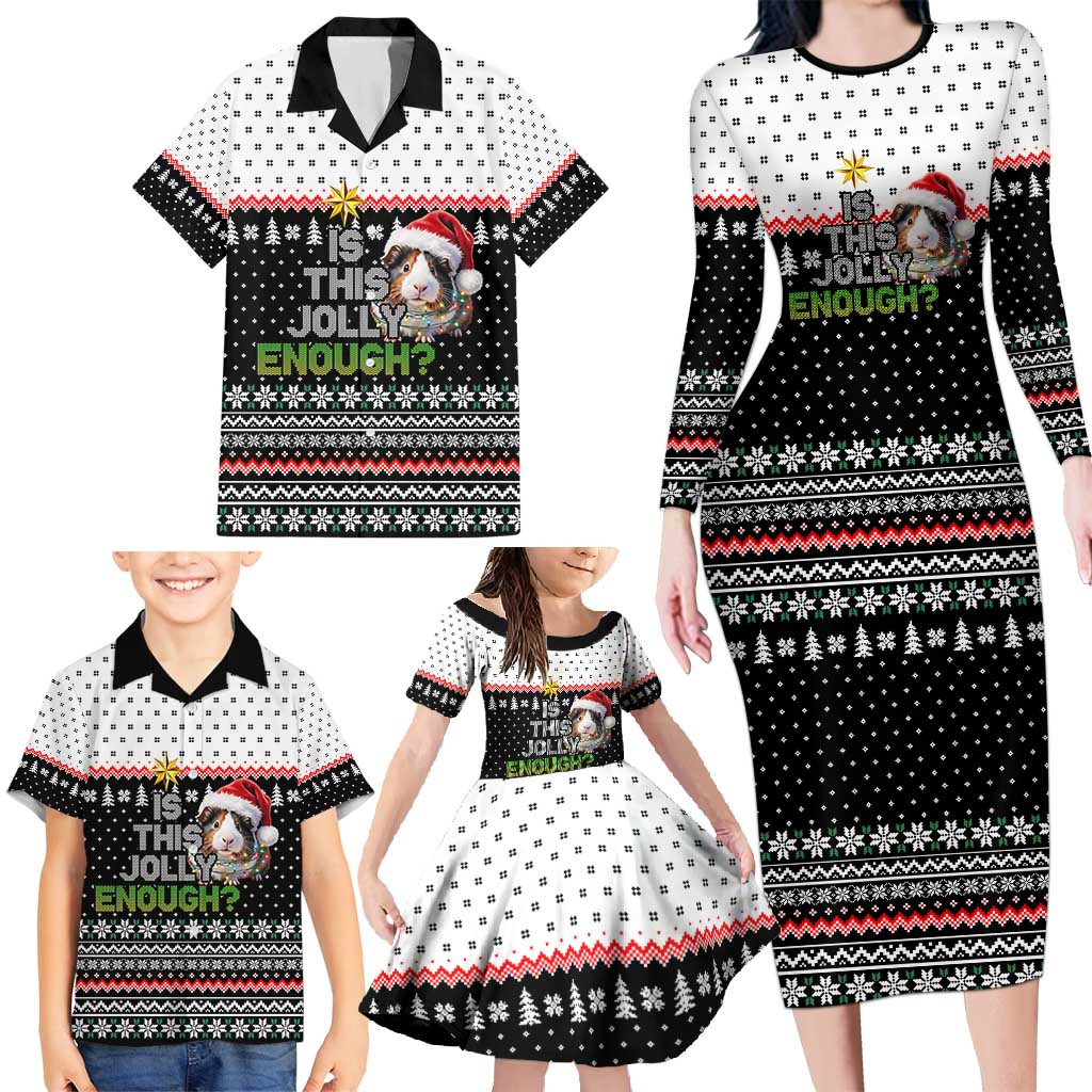 Christmas Is It Jolly Enough Guinea Pig Family Matching Long Sleeve Bodycon Dress and Hawaiian Shirt Xmas Holiday Patterns - Wonder Print Shop