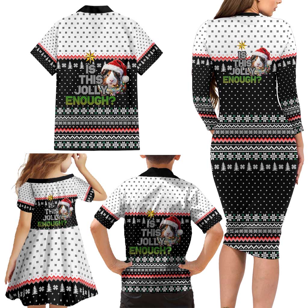 Christmas Is It Jolly Enough Guinea Pig Family Matching Long Sleeve Bodycon Dress and Hawaiian Shirt Xmas Holiday Patterns - Wonder Print Shop