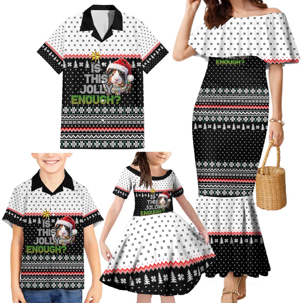 Christmas Is It Jolly Enough Guinea Pig Family Matching Mermaid Dress and Hawaiian Shirt Xmas Holiday Patterns - Wonder Print Shop
