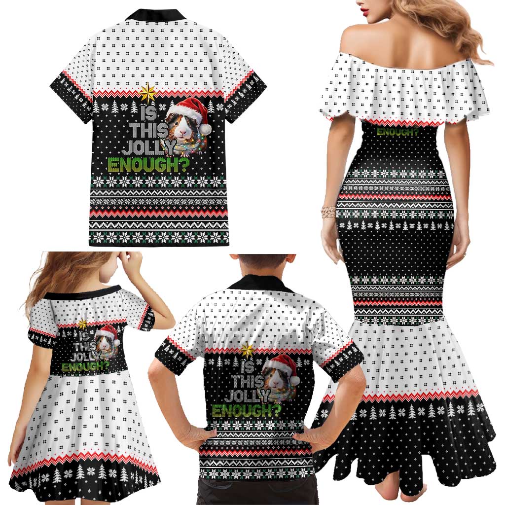 Christmas Is It Jolly Enough Guinea Pig Family Matching Mermaid Dress and Hawaiian Shirt Xmas Holiday Patterns - Wonder Print Shop
