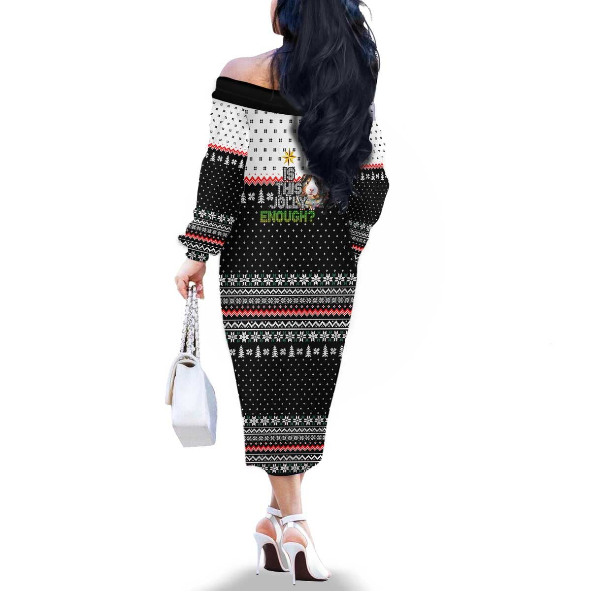 Christmas Is It Jolly Enough Guinea Pig Family Matching Off The Shoulder Long Sleeve Dress and Hawaiian Shirt Xmas Holiday Patterns - Wonder Print Shop