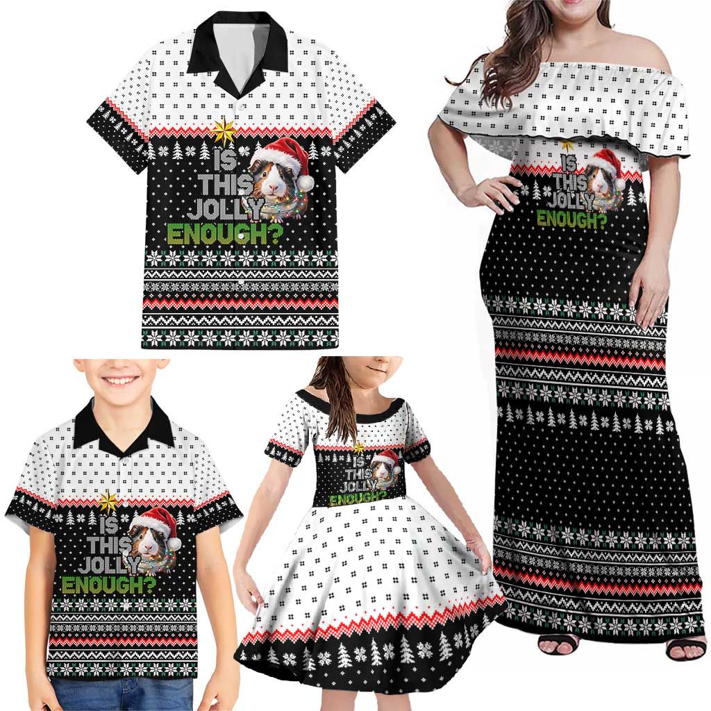 Christmas Is It Jolly Enough Guinea Pig Family Matching Off Shoulder Maxi Dress and Hawaiian Shirt Xmas Holiday Patterns - Wonder Print Shop