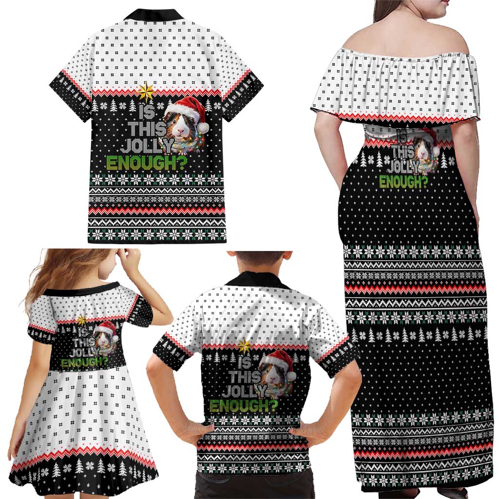 Christmas Is It Jolly Enough Guinea Pig Family Matching Off Shoulder Maxi Dress and Hawaiian Shirt Xmas Holiday Patterns - Wonder Print Shop