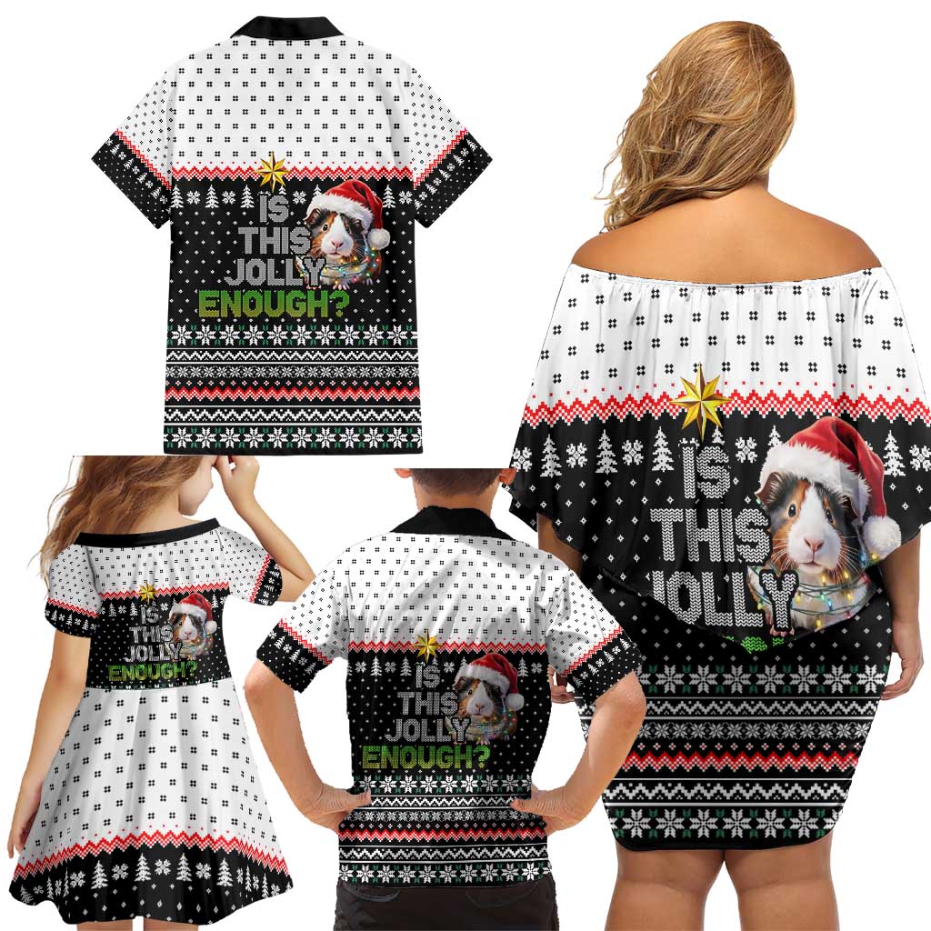 Christmas Is It Jolly Enough Guinea Pig Family Matching Off Shoulder Short Dress and Hawaiian Shirt Xmas Holiday Patterns - Wonder Print Shop