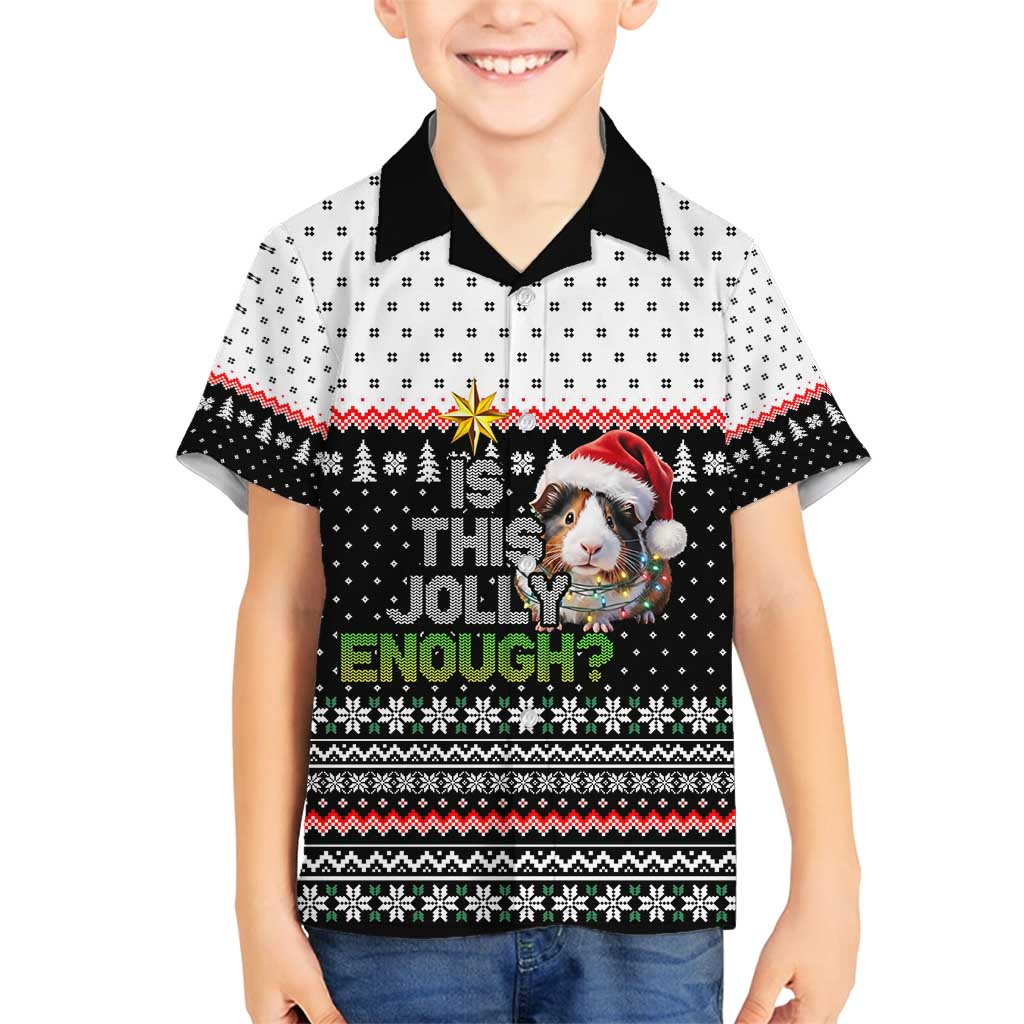 Christmas Is It Jolly Enough Guinea Pig Family Matching Off Shoulder Short Dress and Hawaiian Shirt Xmas Holiday Patterns - Wonder Print Shop