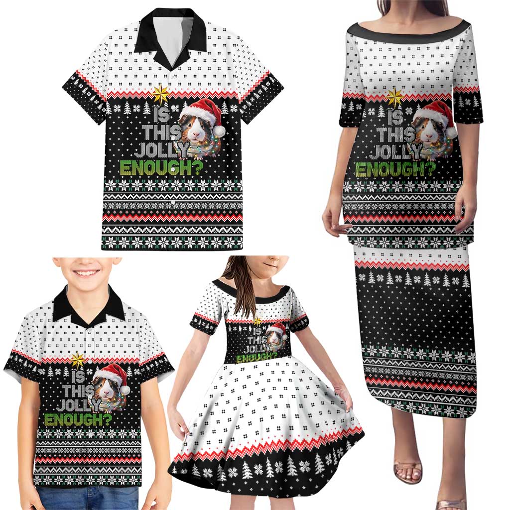 Christmas Is It Jolly Enough Guinea Pig Family Matching Puletasi and Hawaiian Shirt Xmas Holiday Patterns - Wonder Print Shop