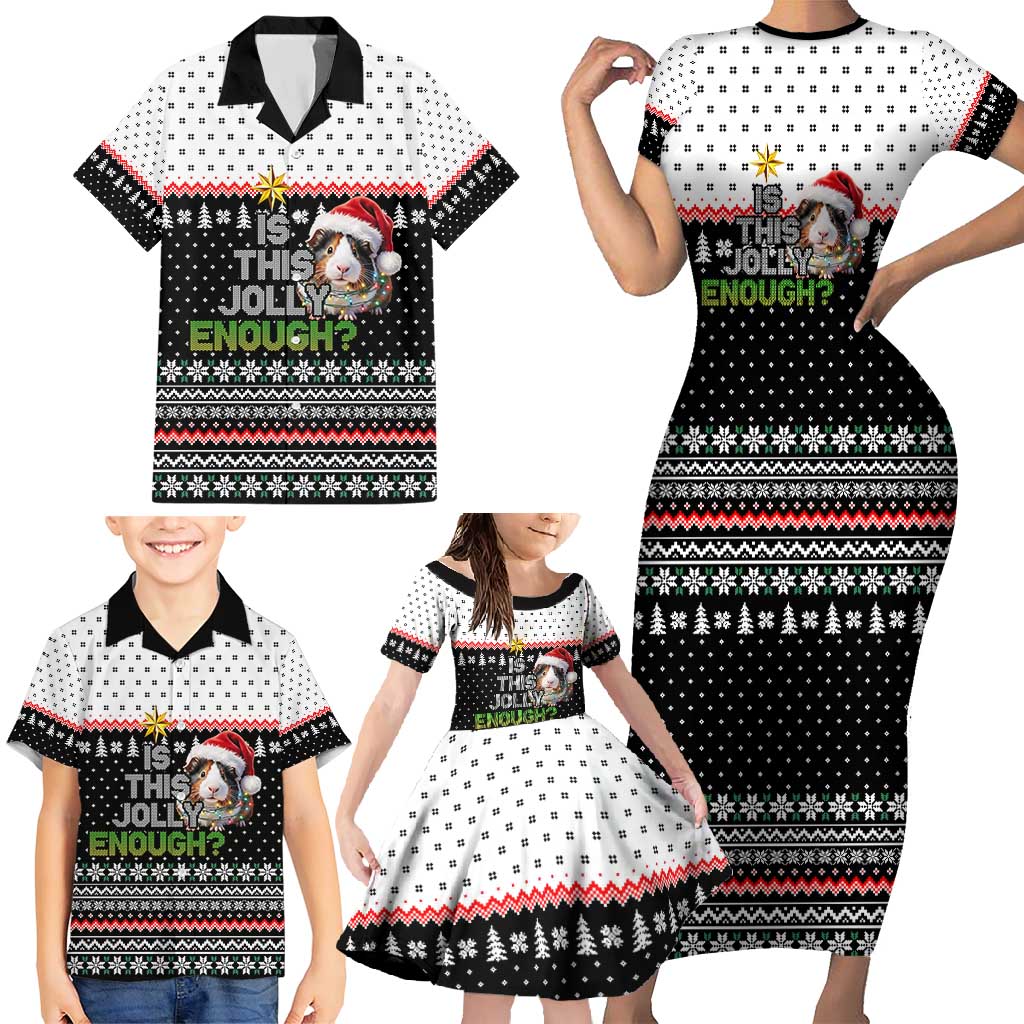 Christmas Is It Jolly Enough Guinea Pig Family Matching Short Sleeve Bodycon Dress and Hawaiian Shirt Xmas Holiday Patterns - Wonder Print Shop