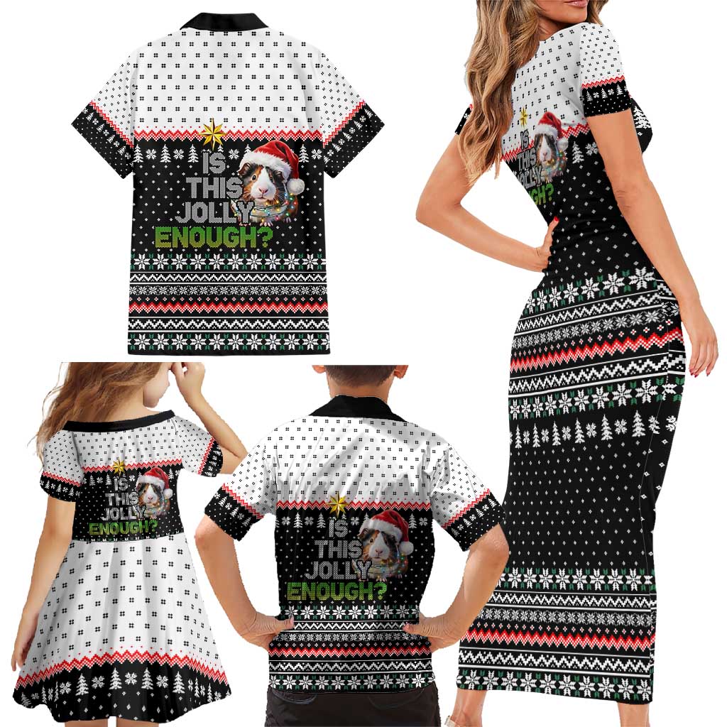 Christmas Is It Jolly Enough Guinea Pig Family Matching Short Sleeve Bodycon Dress and Hawaiian Shirt Xmas Holiday Patterns - Wonder Print Shop