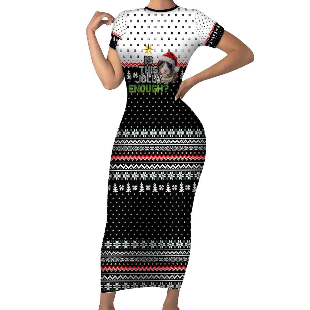 Christmas Is It Jolly Enough Guinea Pig Family Matching Short Sleeve Bodycon Dress and Hawaiian Shirt Xmas Holiday Patterns - Wonder Print Shop