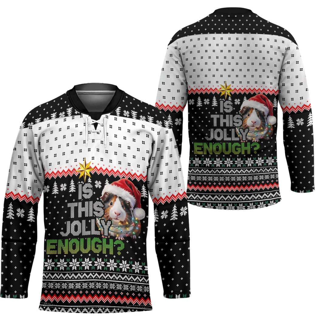 Christmas Is It Jolly Enough Guinea Pig Hockey Jersey Xmas Holiday Patterns - Wonder Print Shop