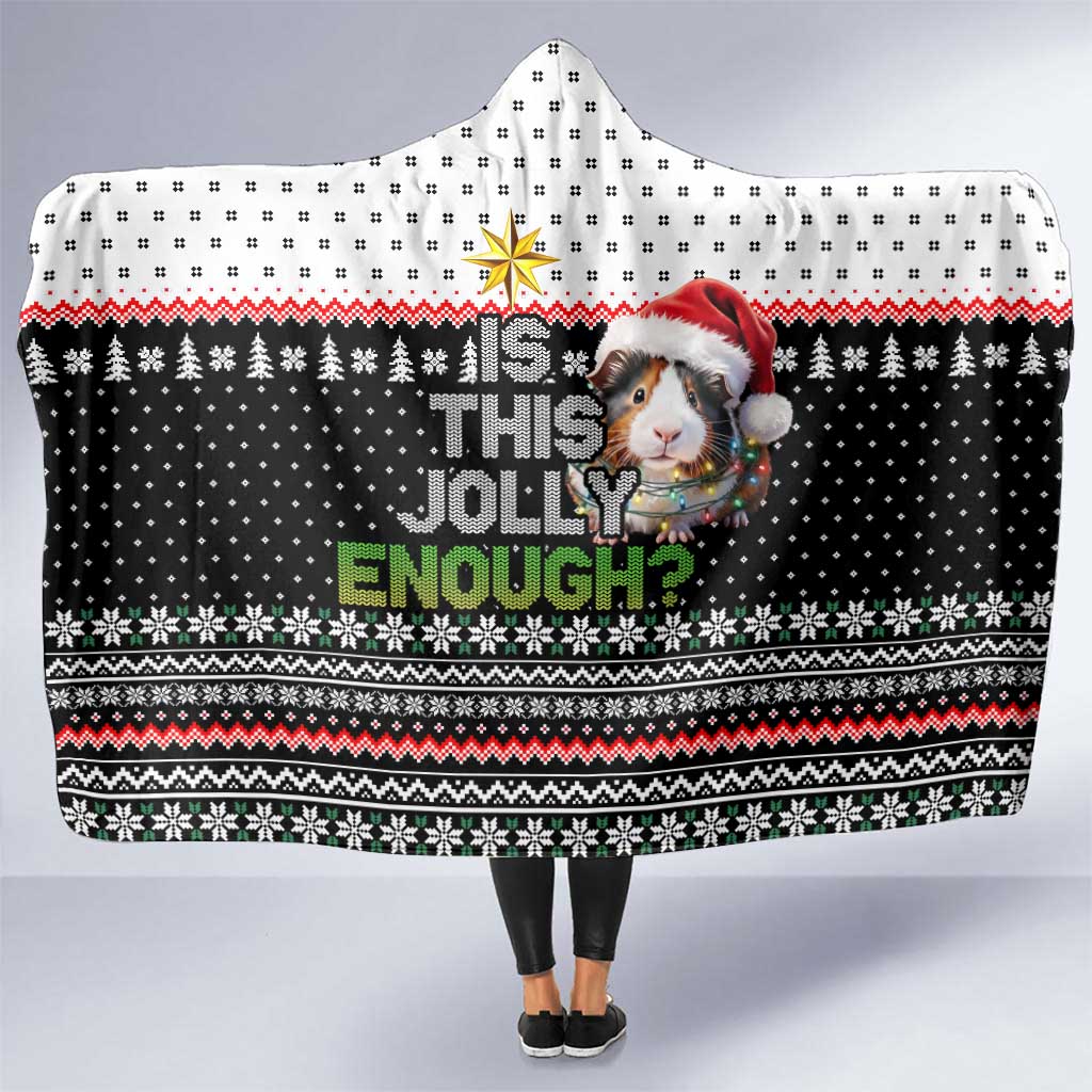 Christmas Is It Jolly Enough Guinea Pig Hooded Blanket Xmas Holiday Patterns - Wonder Print Shop